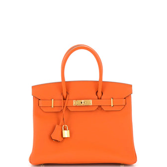 Hermes Birkin Handbag Orange Epsom with Gold Hardware 30