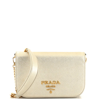 Prada Convertible Flap Clutch Saffiano Leather Small