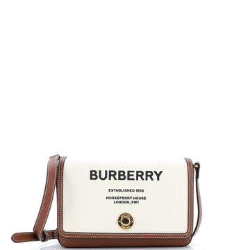 Burberry Flap Crossbody Bag Horseferry Print Canvas with Leather Small