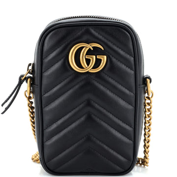 Gucci GG Marmont Vertical Phone Crossbody Bag Matelasse Leather Mini