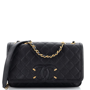 Chanel Filigree Flap Bag Quilted Caviar Medium