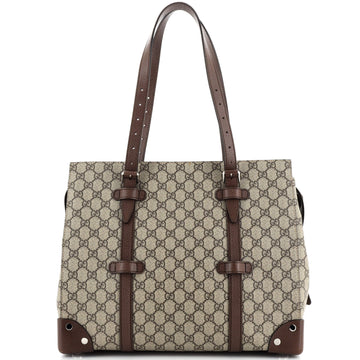 Gucci Buckle Travel Tote GG Coated Canvas with Leather Large
