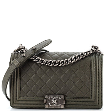 Chanel Boy Flap Bag Quilted Goatskin Old Medium