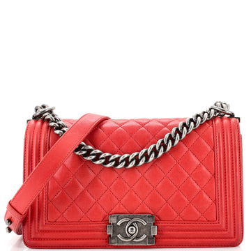 Chanel Boy Flap Bag Quilted Calfskin Old Medium