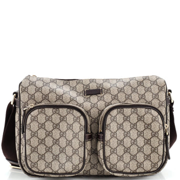 Gucci Double Pocket Messenger Bag GG Coated Canvas Large
