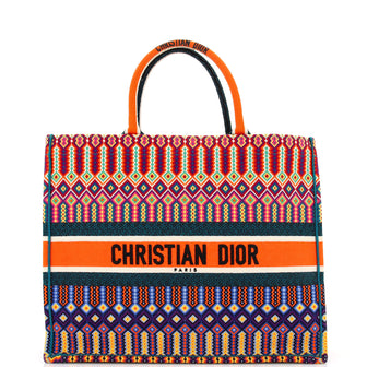 Christian Dior Book Tote Embroidered Canvas Large
