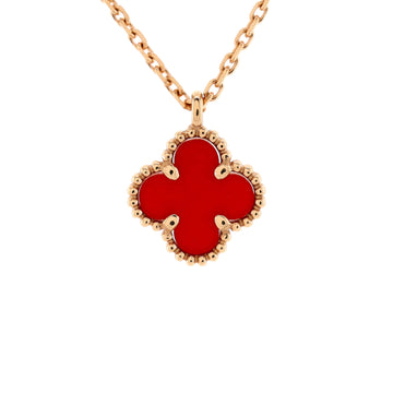 Van Cleef & Arpels Sweet Alhambra Pendant Necklace 18K Rose Gold and Carnelian