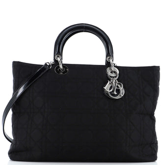 Christian Dior Lady Dior Bag Cannage Quilt Nylon XL