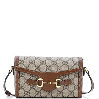 Gucci Horsebit 1955 Flap Crossbody Bag GG Coated Canvas Mini