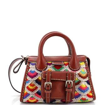 Chloe Edith NM Satchel Cashmere and Wool Crochet with Leather Mini