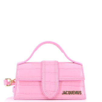Jacquemus Le Bambino Top Handle Flap Bag Crocodile Embossed Leather Mini