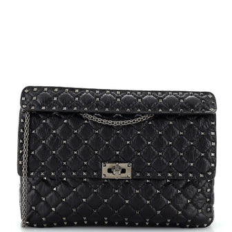 Valentino Garavani Rockstud Spike Flap Bag Quilted Leather Large