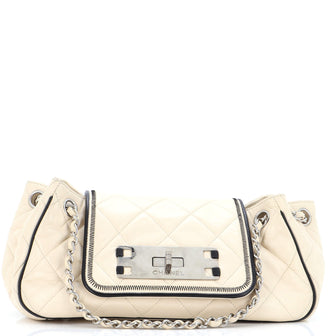 Chanel East West Mademoiselle Accordion Flap Bag Quilted Lambskin Small