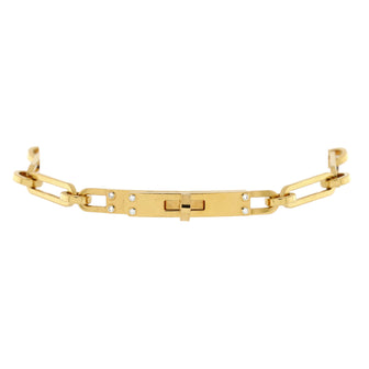 Hermes Kelly Chaine Bracelet 18K Yellow Gold with Diamonds Small