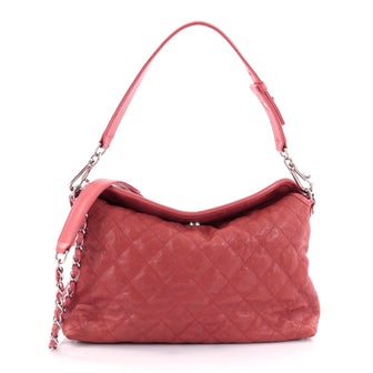 Chanel French Riviera Hobo Quilted Caviar Small Red