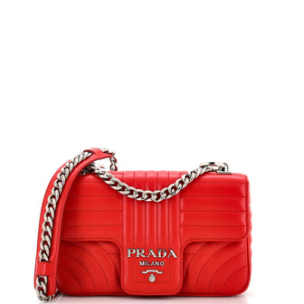 Prada Chain Flap Shoulder Bag Diagramme Quilted Leather Small