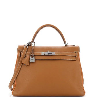 Hermes Kelly Handbag Bicolor Togo with Ruthenium Hardware 32