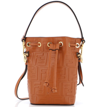 Fendi Mon Tresor Bucket Bag Zucca Embossed Leather Mini