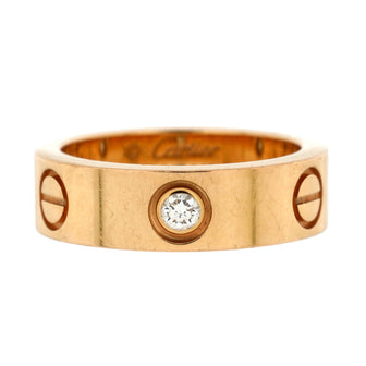 Cartier Love 3 Diamonds Band Ring 18K Rose Gold with Diamonds
