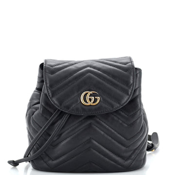 Gucci GG Marmont Drawstring Backpack Matelasse Leather Mini