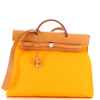Hermes Herbag Zip Leather and Toile 39