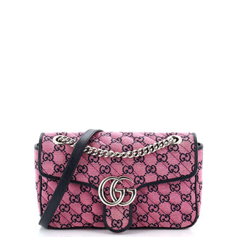Gucci GG Marmont Flap Bag Diagonal Quilted GG Canvas Small