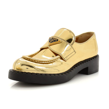Prada Women's Triangle Logo Loafers Spazzolato Leather