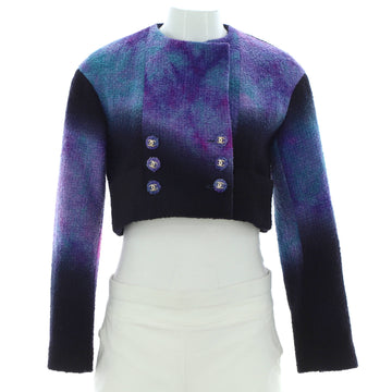 Chanel Women's Tie Dye Cropped Collarless Jacket Tweed