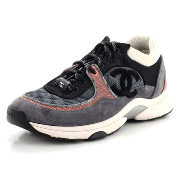 Chanel Women's CC All Over Print Low-Top Sneakers Suede