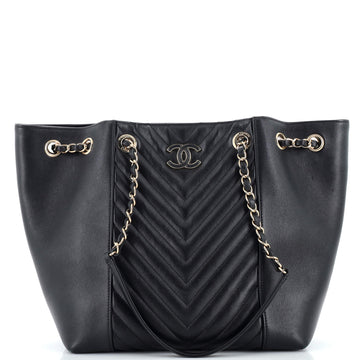 Chanel CC Accordion Bucket Bag Chevron Lambskin