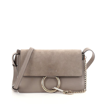 Chloe Faye Shoulder Bag Leather and Suede Small Neutral 2494301