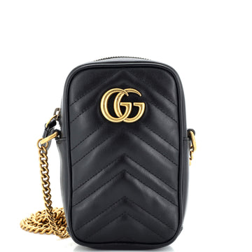 Gucci GG Marmont Vertical Phone Crossbody Bag Matelasse Leather Mini