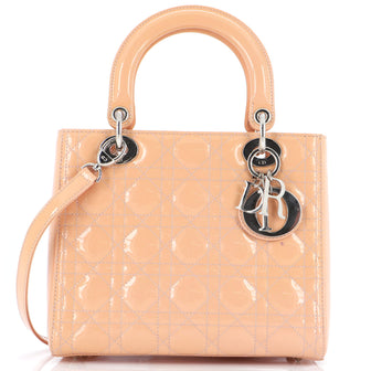 Christian Dior Lady Dior Bag Cannage Quilt Patent Medium