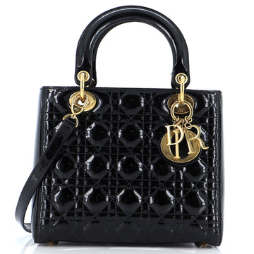 Christian Dior Lady Dior Bag Cannage Quilt Patent Medium