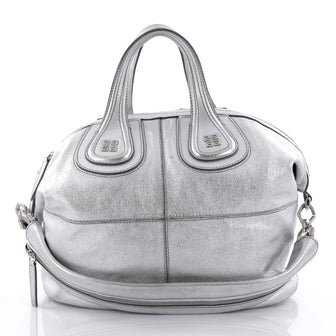 Givenchy Nightingale Satchel Leather Medium Silver 2494901