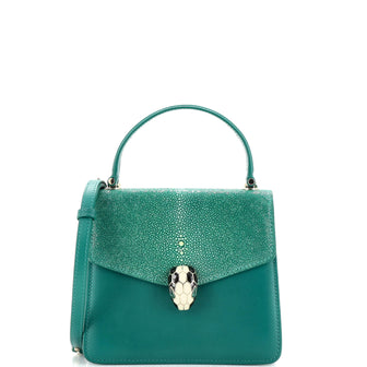 Bvlgari Serpenti Forever Top Handle Bag Leather and Stingray Small