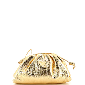 Bottega Veneta The Pouch Crinkled Metallic Leather Mini