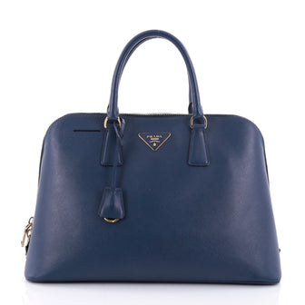 Prada Promenade Handbag Saffiano Leather Large Blue 2496902