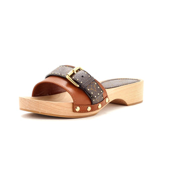 Louis Vuitton Women's Cottage Mules Leather with Monogram Canvas