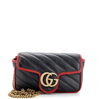 Gucci GG Marmont Flap Bag Diagonal Quilted Leather Super Mini