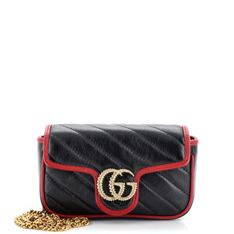 Gucci GG Marmont Flap Bag Diagonal Quilted Leather Super Mini
