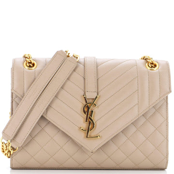 Saint Laurent Classic Monogram Envelope Satchel Mixed Matelasse Leather Medium