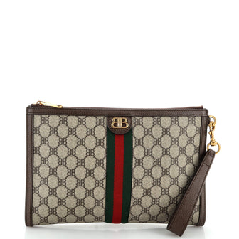 Balenciaga x Gucci The Hacker Project Web Wristlet Clutch BB Coated Canvas