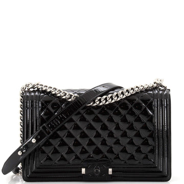 Chanel Boy Flap Bag Quilted Plexiglass Patent New Medium