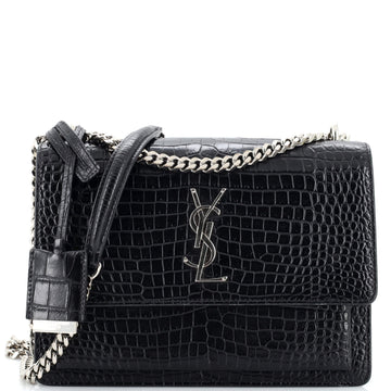 Saint Laurent Sunset Crossbody Bag Crocodile Embossed Leather Medium