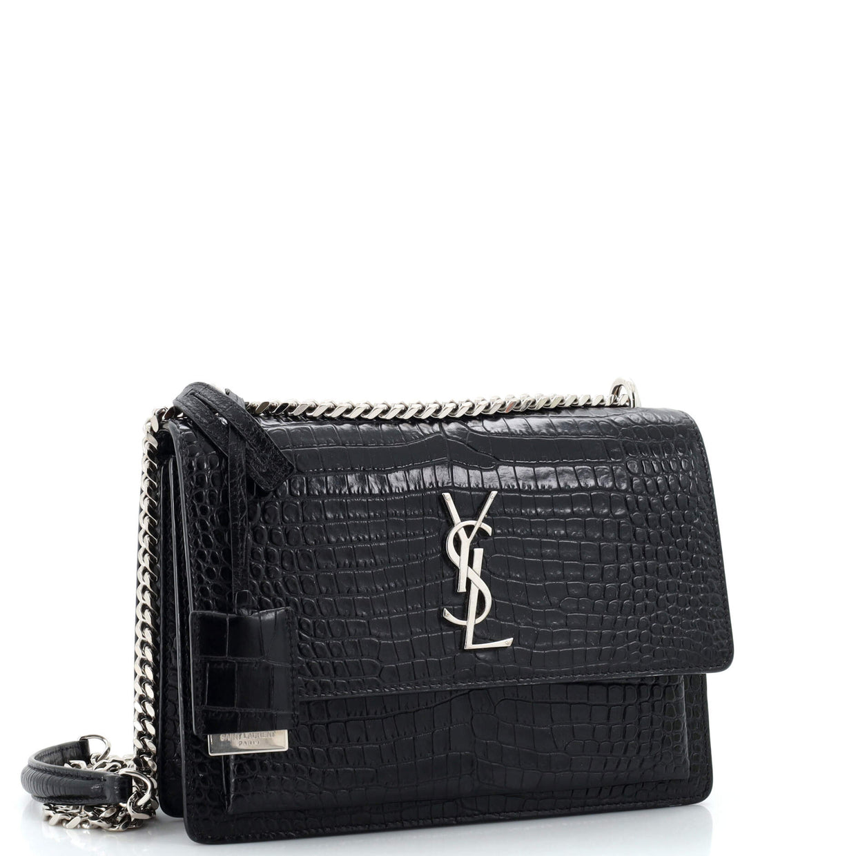 Saint Laurent Sunset Crossbody Bag Crocodile Embossed Leather Medium