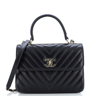 Chanel Trendy CC Top Handle Bag Chevron Lambskin Small