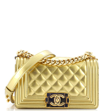 Chanel Boy Flap Bag Quilted Patent Small