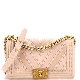 Chanel Boy Flap Bag Chevron Caviar and Calfskin Old Medium