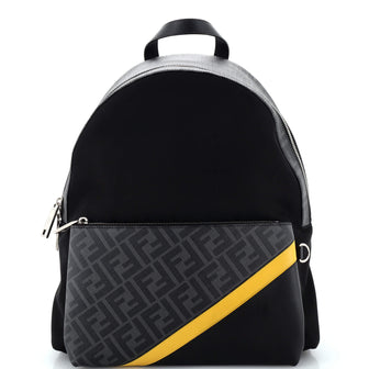 Fendi Front Pocket Backpack Nylon with Zucca Coated Canvas and Leather